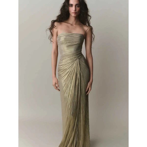 metallic silk dress