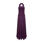 Marmar Halim Strapless Pleated Silk Georgette Dress With Cape