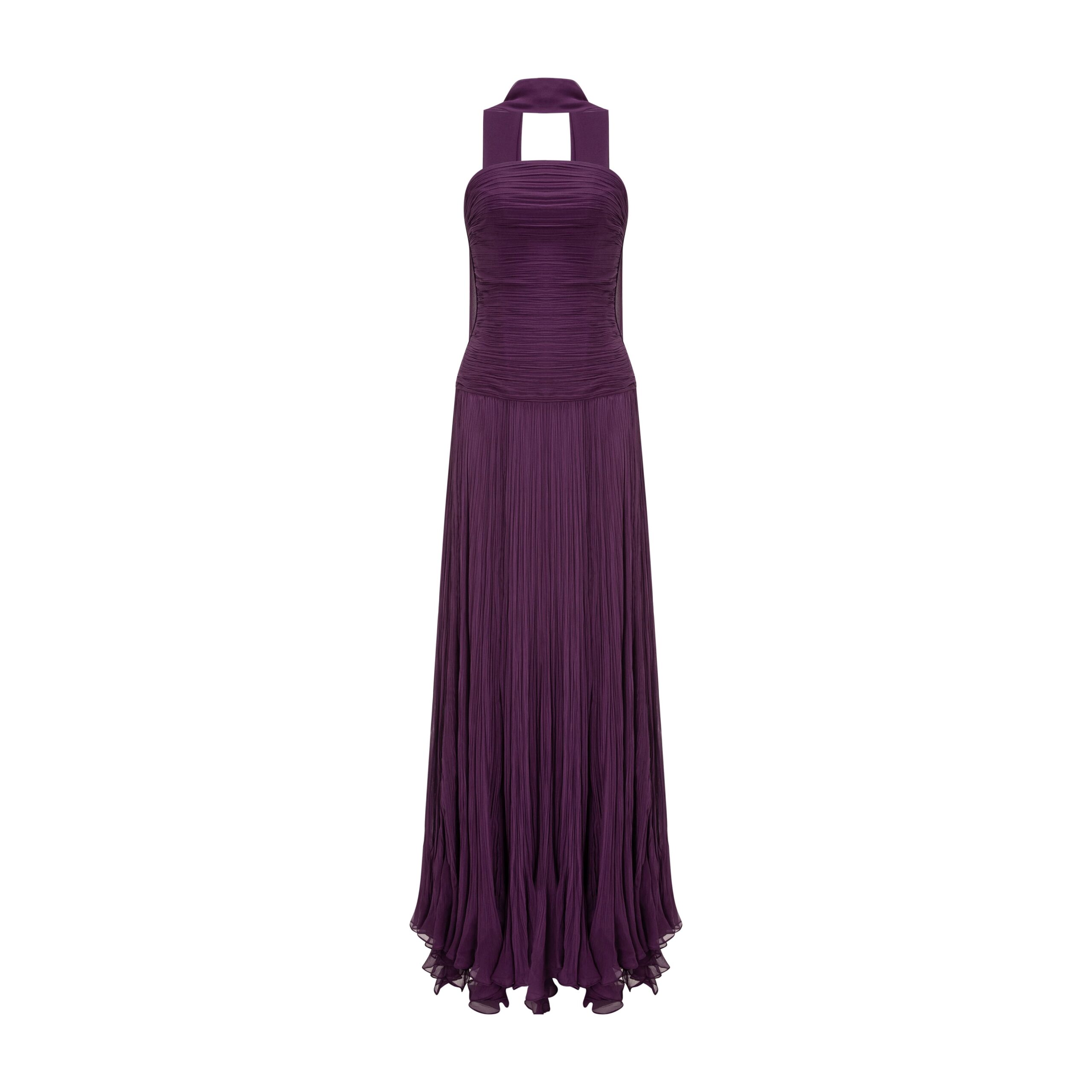Marmar Halim Strapless Pleated Silk Georgette Dress With Cape Marmar Halim Strapless Pleated Silk Georgette Dress With Cape