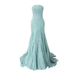 Marmar Halim Strapless Pleated Taffeta Fish-Cut Dress