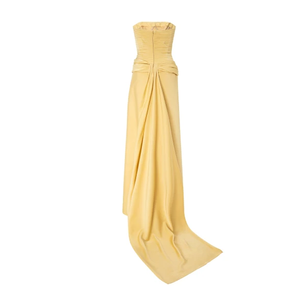 yellow satin dress
