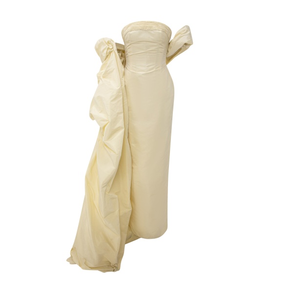 Marmar Halim Strapless Taffeta Dress With Pleated Outline