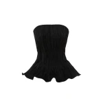 Marmar Halim Strapless Taffeta Pleated With Wiring Outline Top