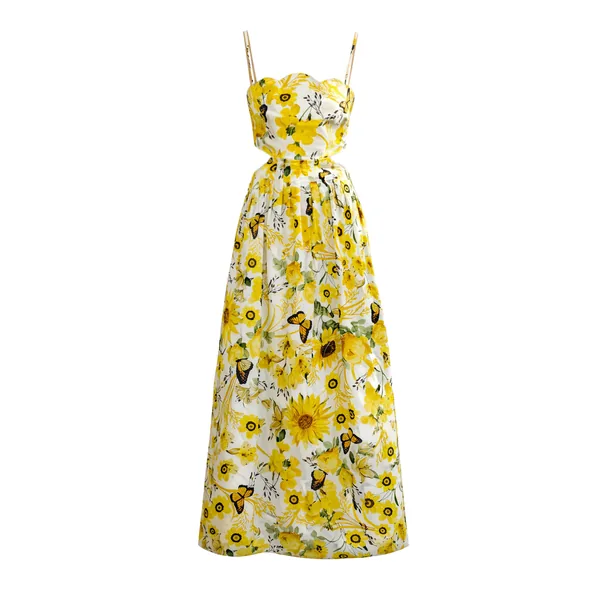 Finley Dress Botanical Yellow