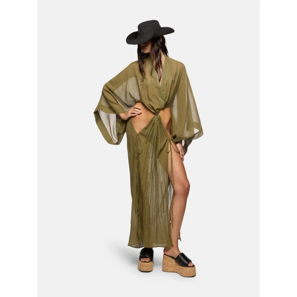 Military green maxi dress