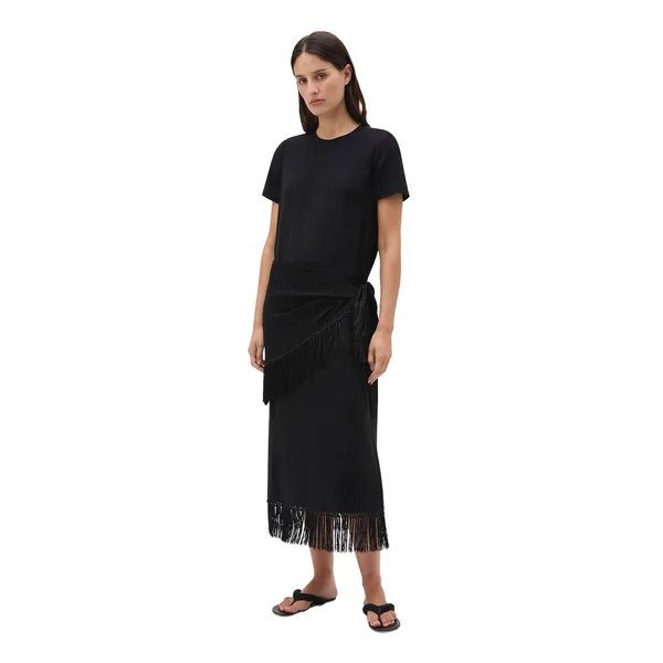 Fringe Detail Crepe Dress