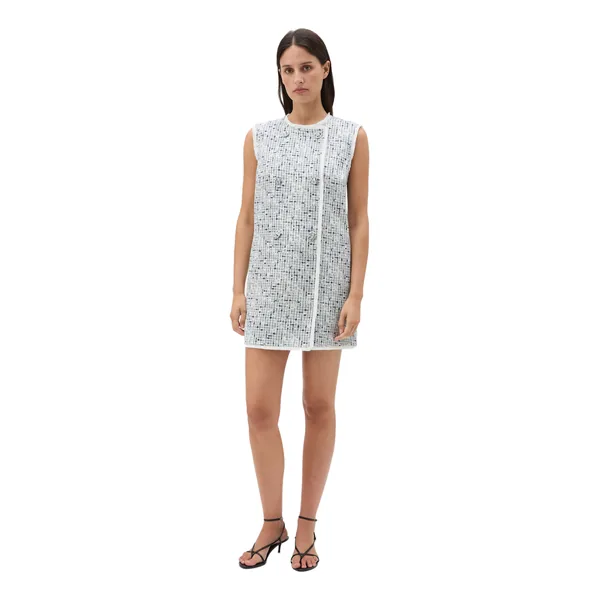 Tweed Button Shift Dress
