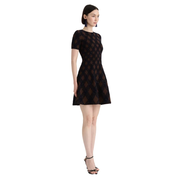 Oscar de la Renta Argyle Knit Dress