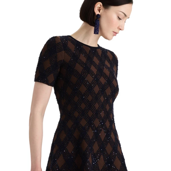 Oscar de la Renta Argyle Knit Dress