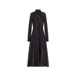 Oscar de la Renta Argyle Silk Twill Tie Neck Dress | Dresses | Luxury Shoes 