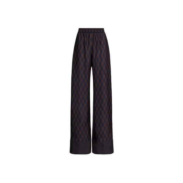 Oscar de la Renta Argyle Silk Twill Wide Leg Pant | Pants | Luxury Shoes 