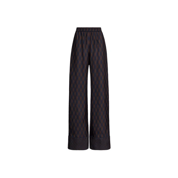Argyle Silk Twill Wide Leg Pant