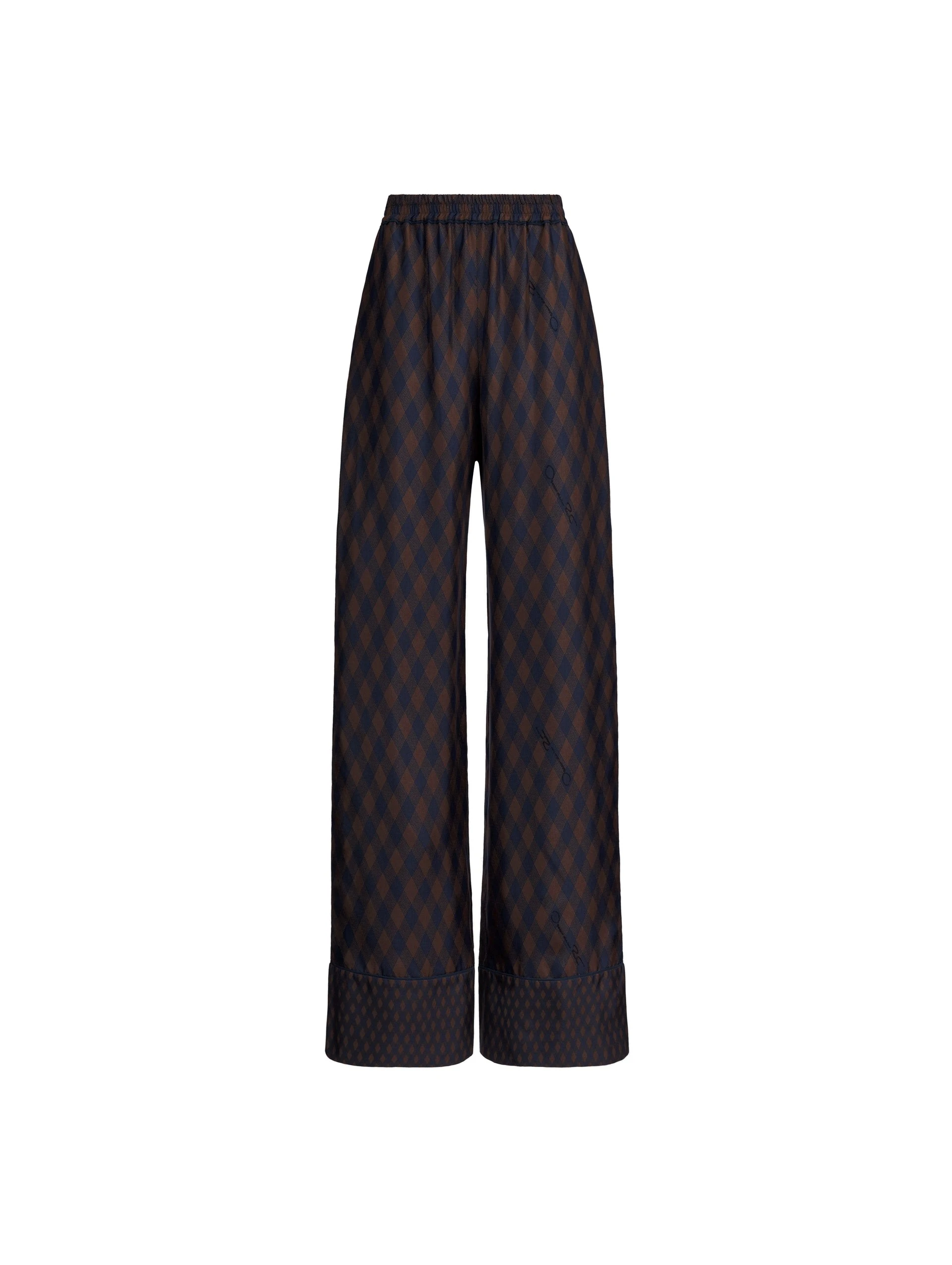 Oscar-de-la-Renta-Argyle-Silk-Twill-Wide-Leg-Pant Oscar de la Renta Argyle Silk Twill Wide Leg Pant | Pants | Luxury Shoes