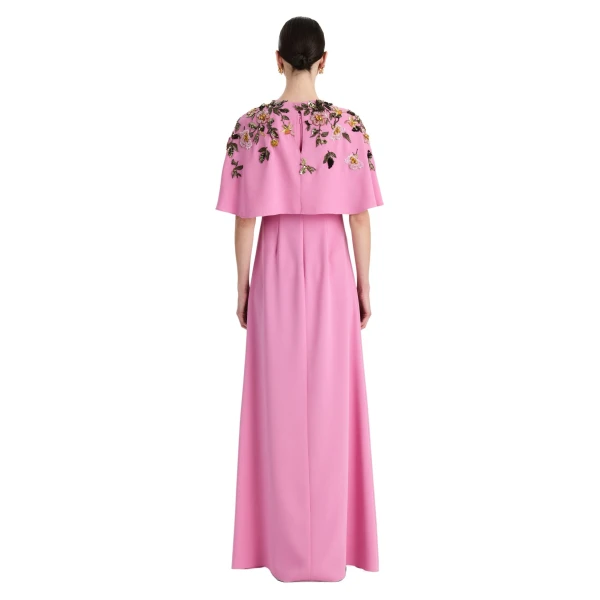 Oscar de la Renta Beaded Mixed Botanical Embroidered Caftan