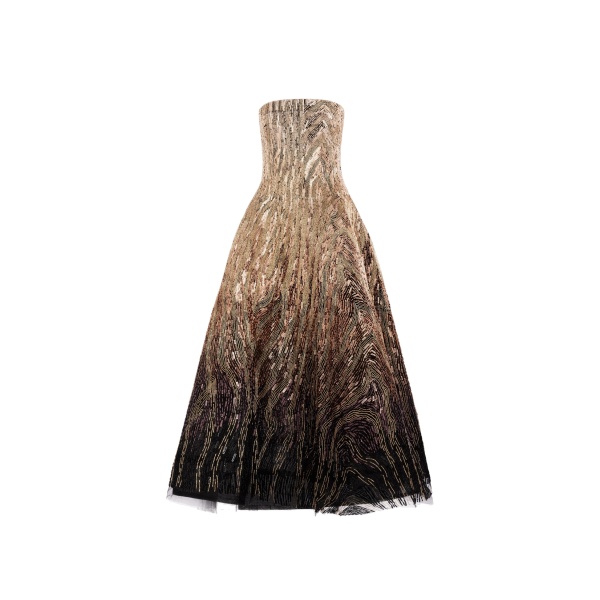 Oscar de la Renta Beaded Sequin Moiré Ombré Tea Length Gown | Dresses | Luxury Shoes 
