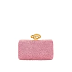 Oscar de la Renta Crystal Pavé Knot Minaudière in Pink Crystal