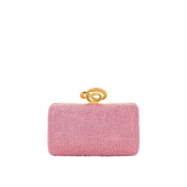 Oscar de la Renta Crystal Pavé Knot Minaudière in Pink Crystal