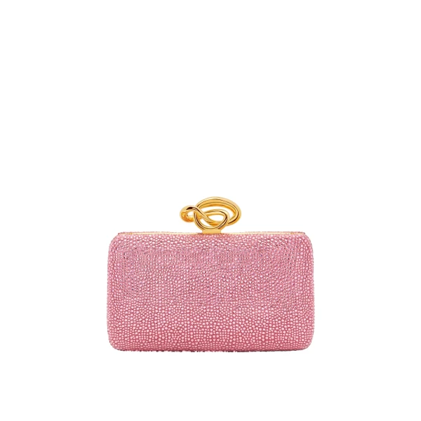 Crystal Pavé Knot Minaudière in Pink Crystal
