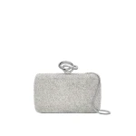 Oscar de la Renta Crystal Pavé Knot Minaudière in Silver Crystal