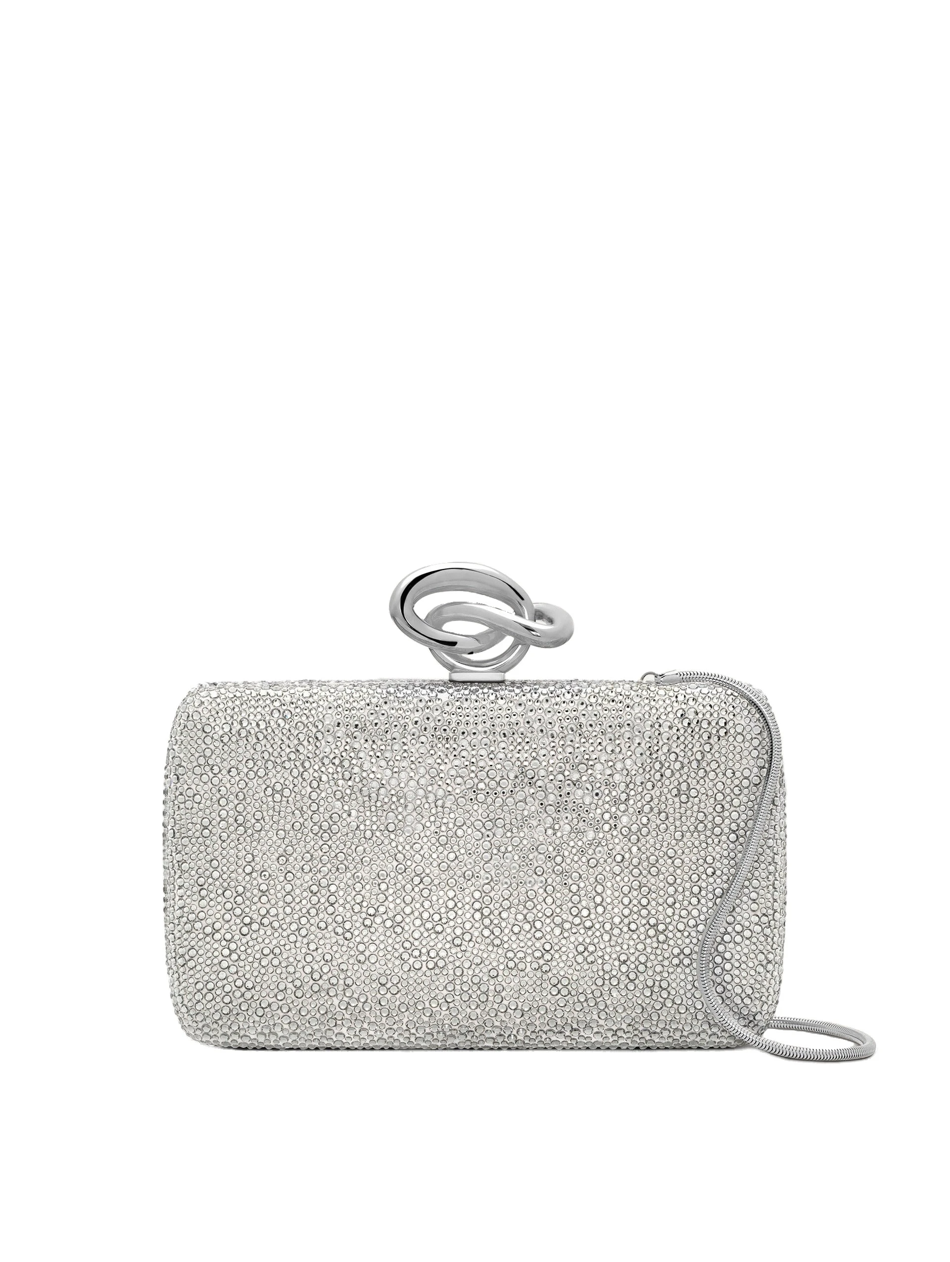 Oscar de la Renta Crystal Pavé Knot Minaudière in Silver Crystal Oscar de la Renta Crystal Pavé Knot Minaudière in Silver Crystal