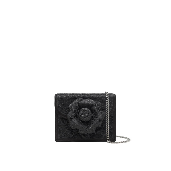 Oscar de la Renta Crystal Pavé Mini TRO Bag in Black