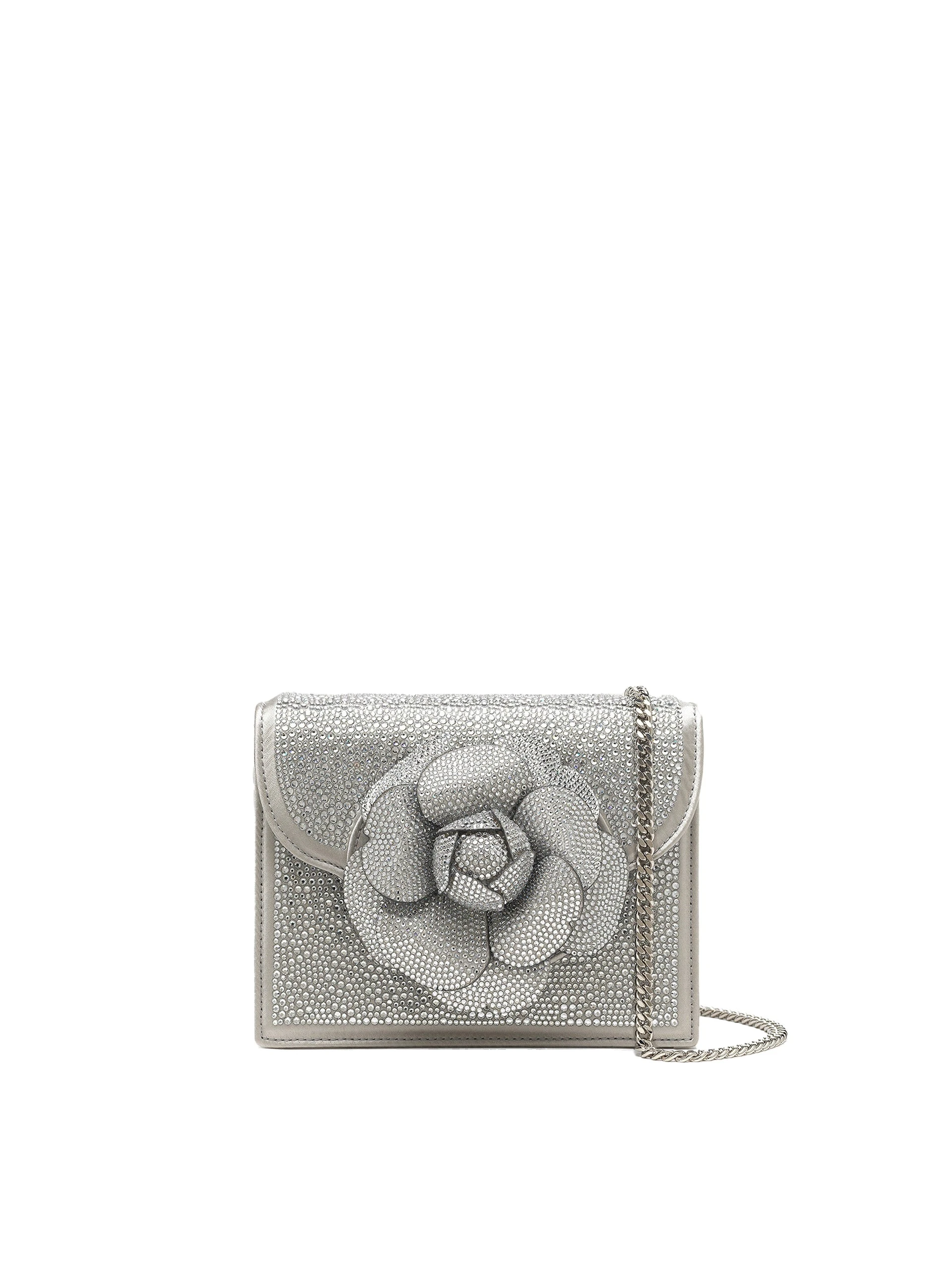 Oscar de la Renta Crystal Pavé Mini TRO Bag in Silver Oscar de la Renta Crystal Pavé Mini TRO Bag in Silver