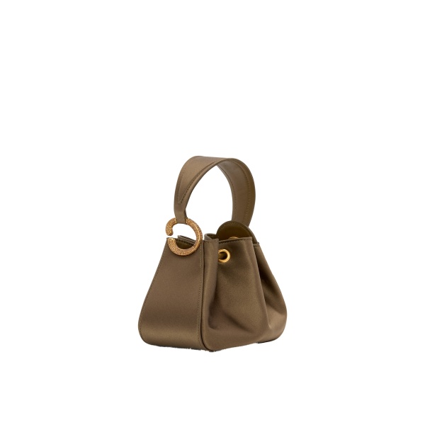 Oscar de la Renta Crystal Pavé Nano O Handle Bag in Khaki