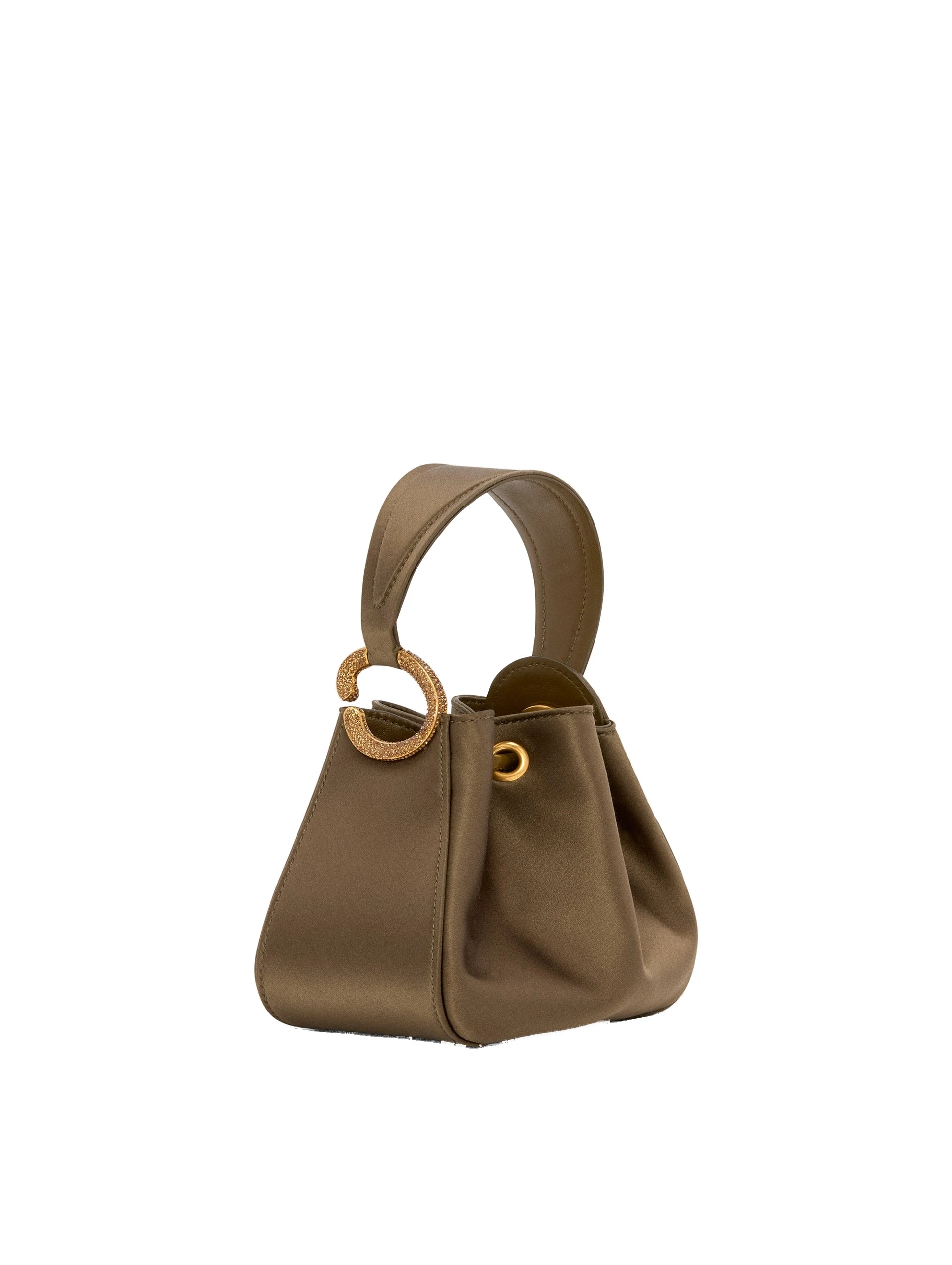 Oscar de la Renta Crystal Pavé Nano O Handle Bag in Khaki Oscar de la Renta Crystal Pavé Nano O Handle Bag in Khaki