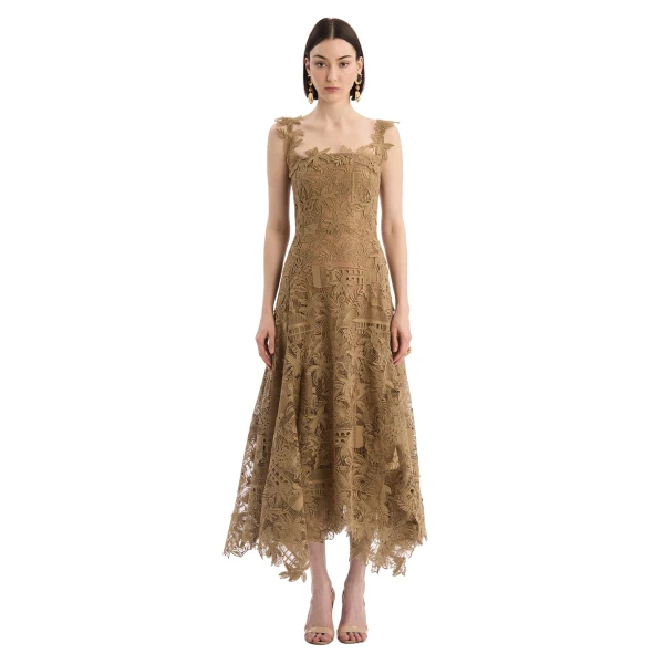 Oscar de la Renta Dominican Landscape Guipure Dress
