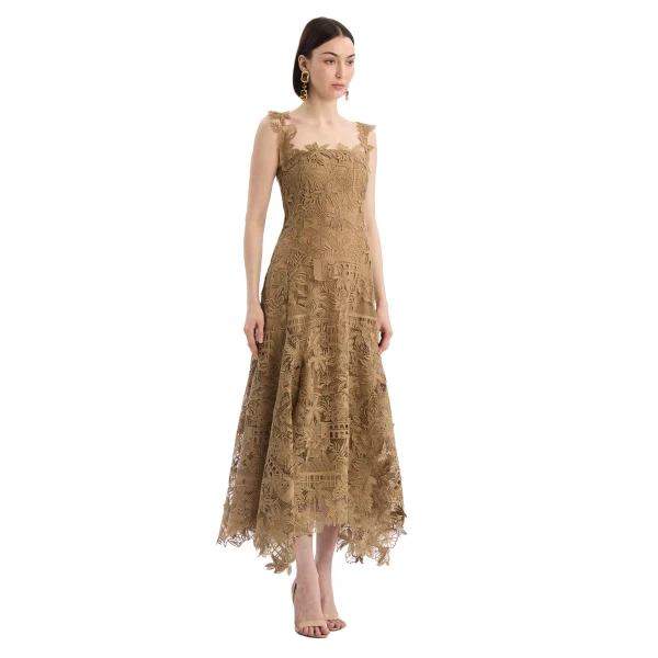 Oscar de la Renta Dominican Landscape Guipure Dress