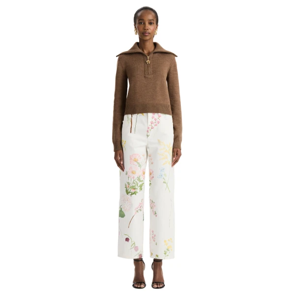 Oscar de la Renta Double Collar Double Zip Pullover