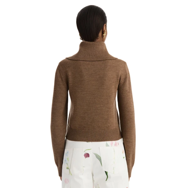Oscar de la Renta Double Collar Double Zip Pullover