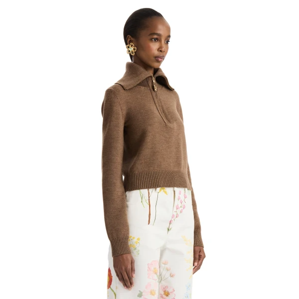 Oscar de la Renta Double Collar Double Zip Pullover