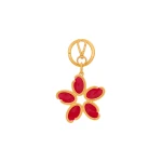 Oscar de la Renta Enamel O Flower Key Chain in Cherry