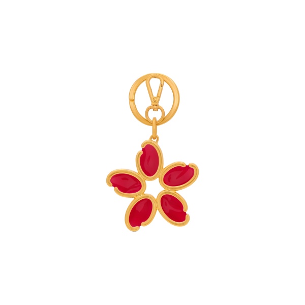 Oscar de la Renta Enamel O Flower Key Chain in Cherry
