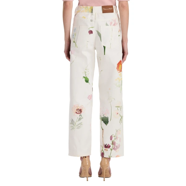 Oscar de la Renta Faded Mixed Botanical Denim Pant