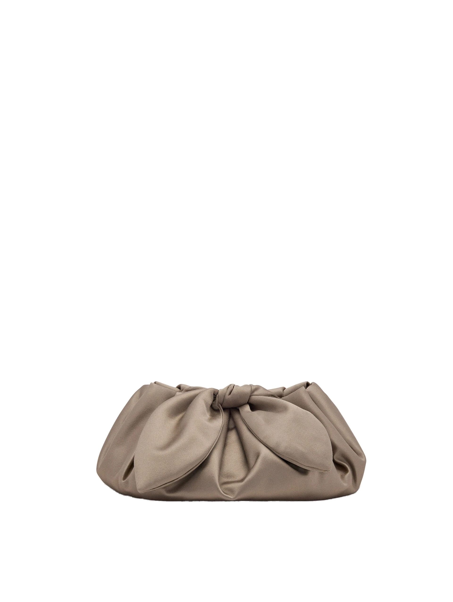 Oscar de la Renta Mini Satin Bow Clutch in Taupe Oscar de la Renta Mini Satin Bow Clutch in Taupe