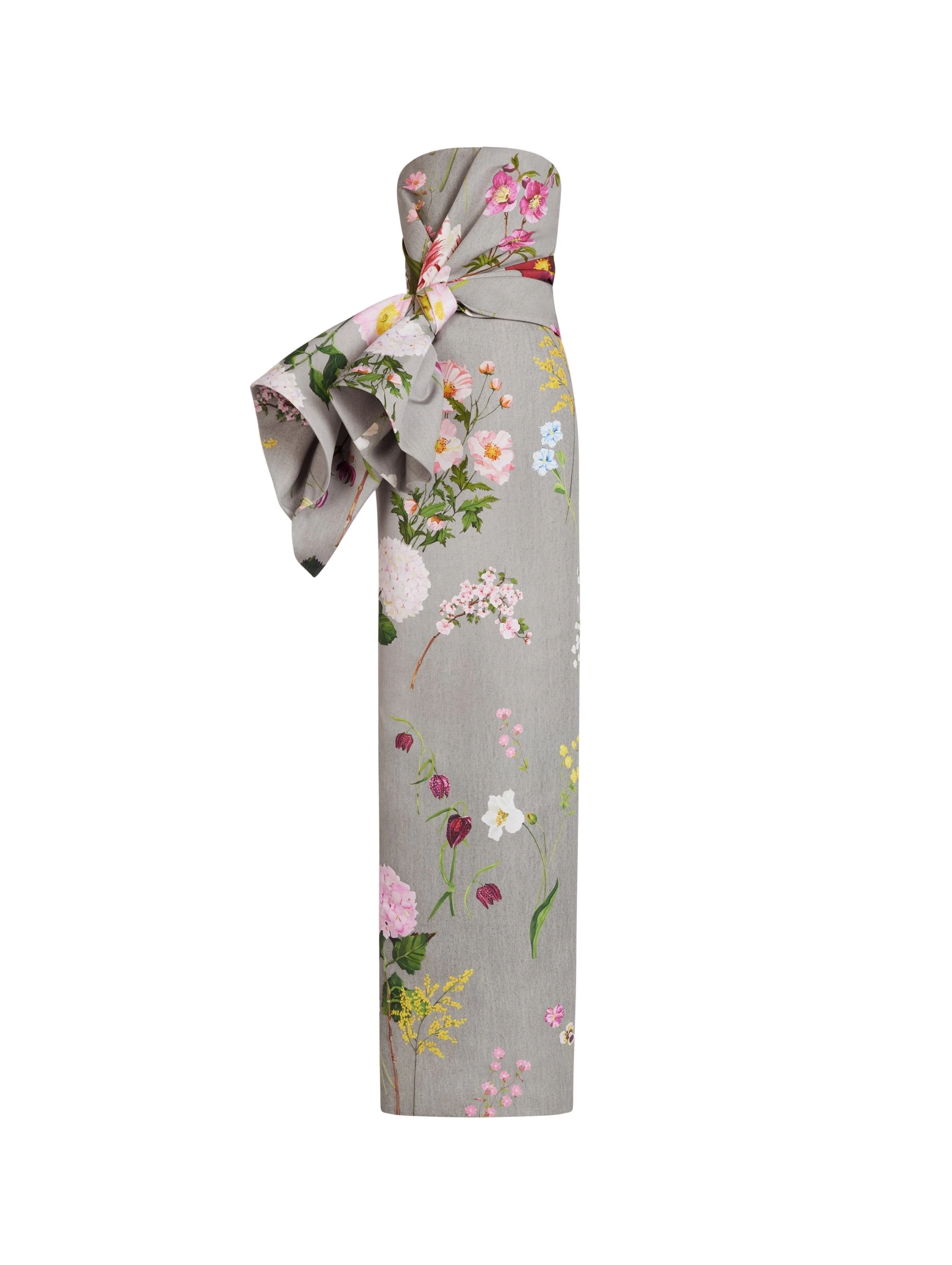 Oscar-de-la-Renta-Mixed-Botanical-Drape-Detailed-Faille-Gown Oscar de la Renta Mixed Botanical Drape-Detailed Faille Gown | Dresses | Luxury Shoes