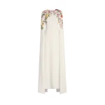 Oscar de la Renta Mixed Botanical Embroidered Georgette Caftan | Kimono | Luxury Shoes 