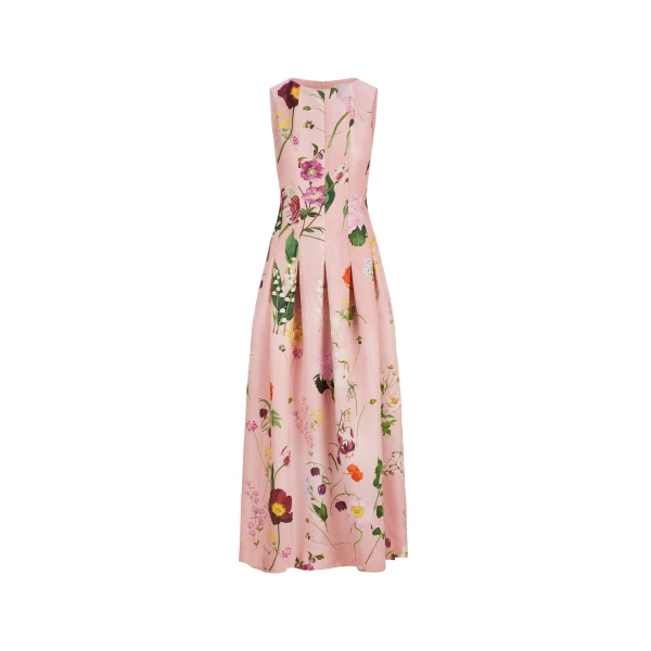 Mixed Botanical Faille Sleeveless Gown