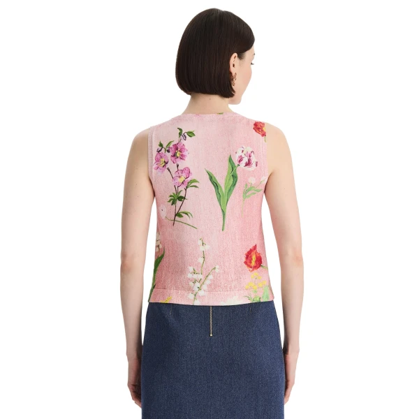Oscar de la Renta Mixed Botanical Printed Tank