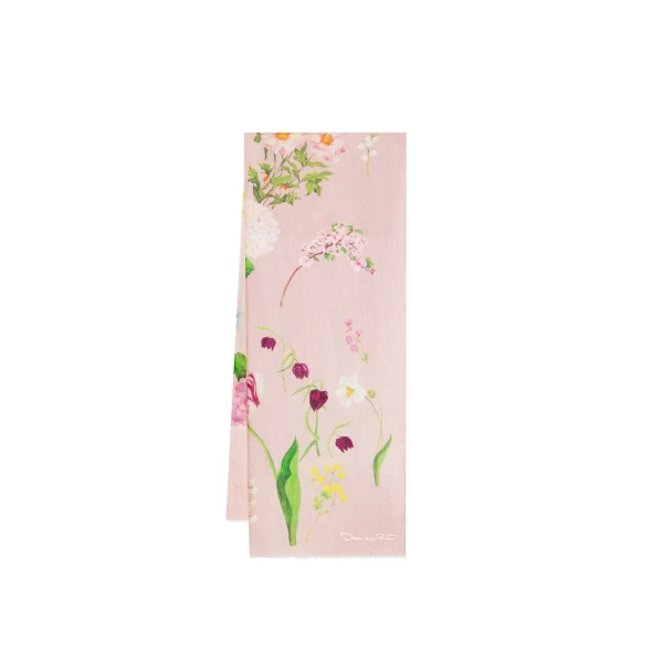 Oscar de la Renta Mixed Botanical Scarf in Pink