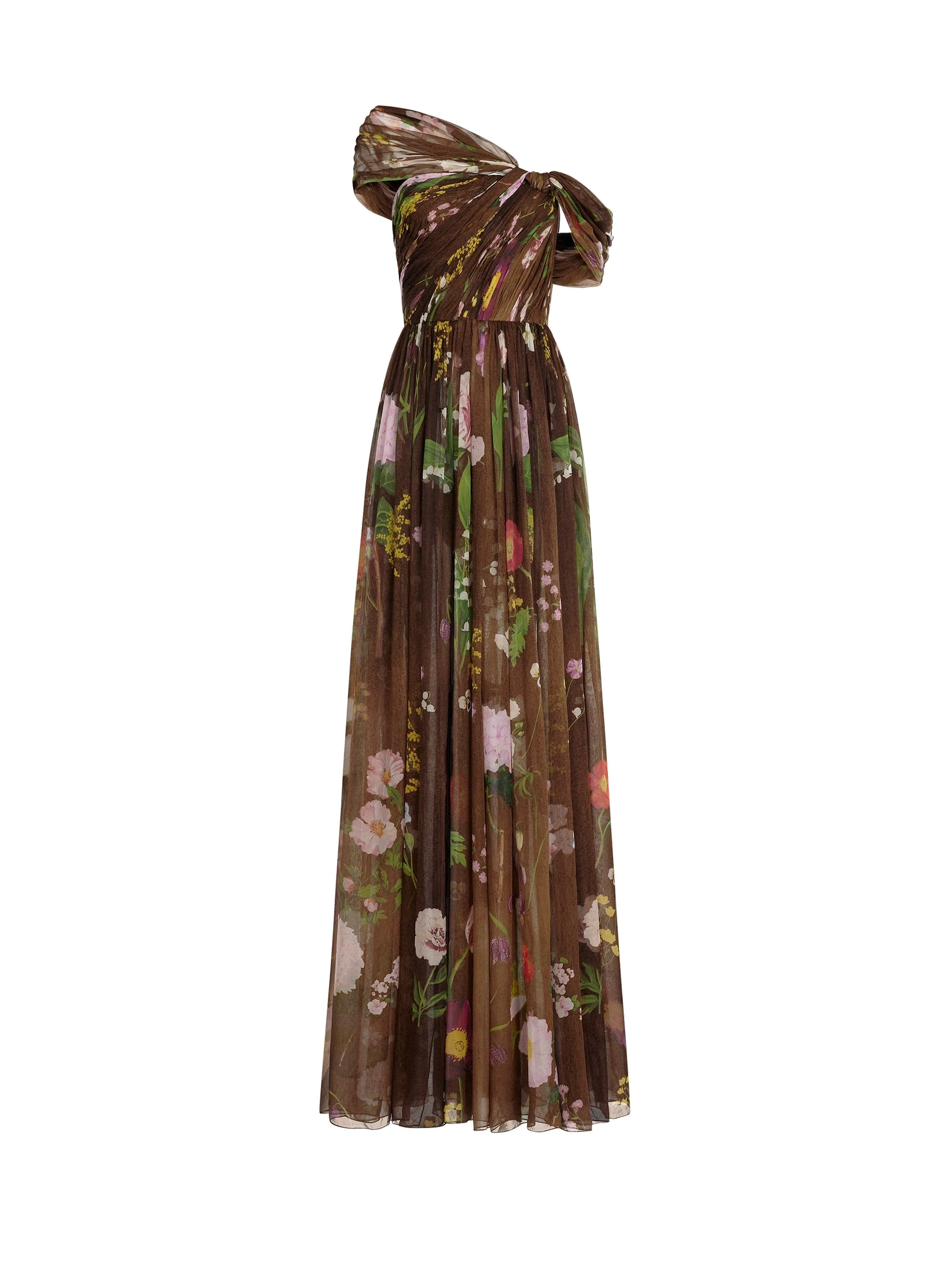Oscar-de-la-Renta-Mixed-Botanical-Silk-Chiffon-Gown Oscar de la Renta Mixed Botanical Silk Chiffon Gown | Dresses | Luxury Shoes