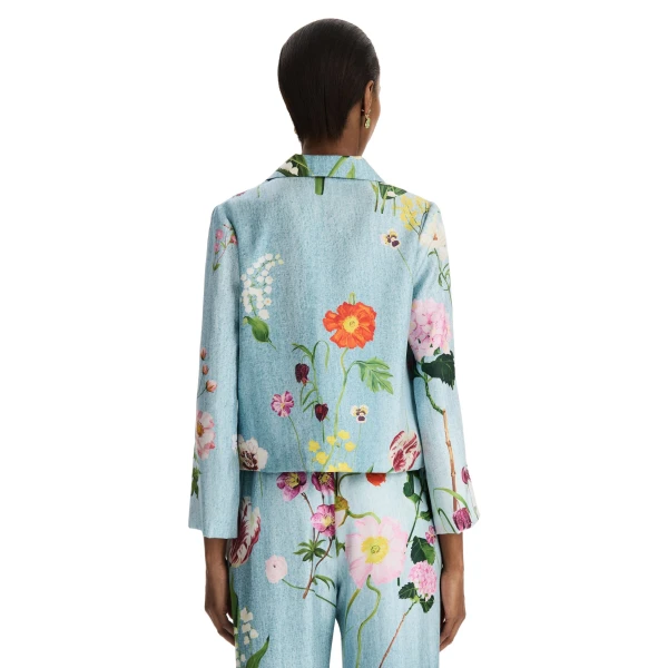 Oscar de la Renta Mixed Botanical Silk Twill Blouse