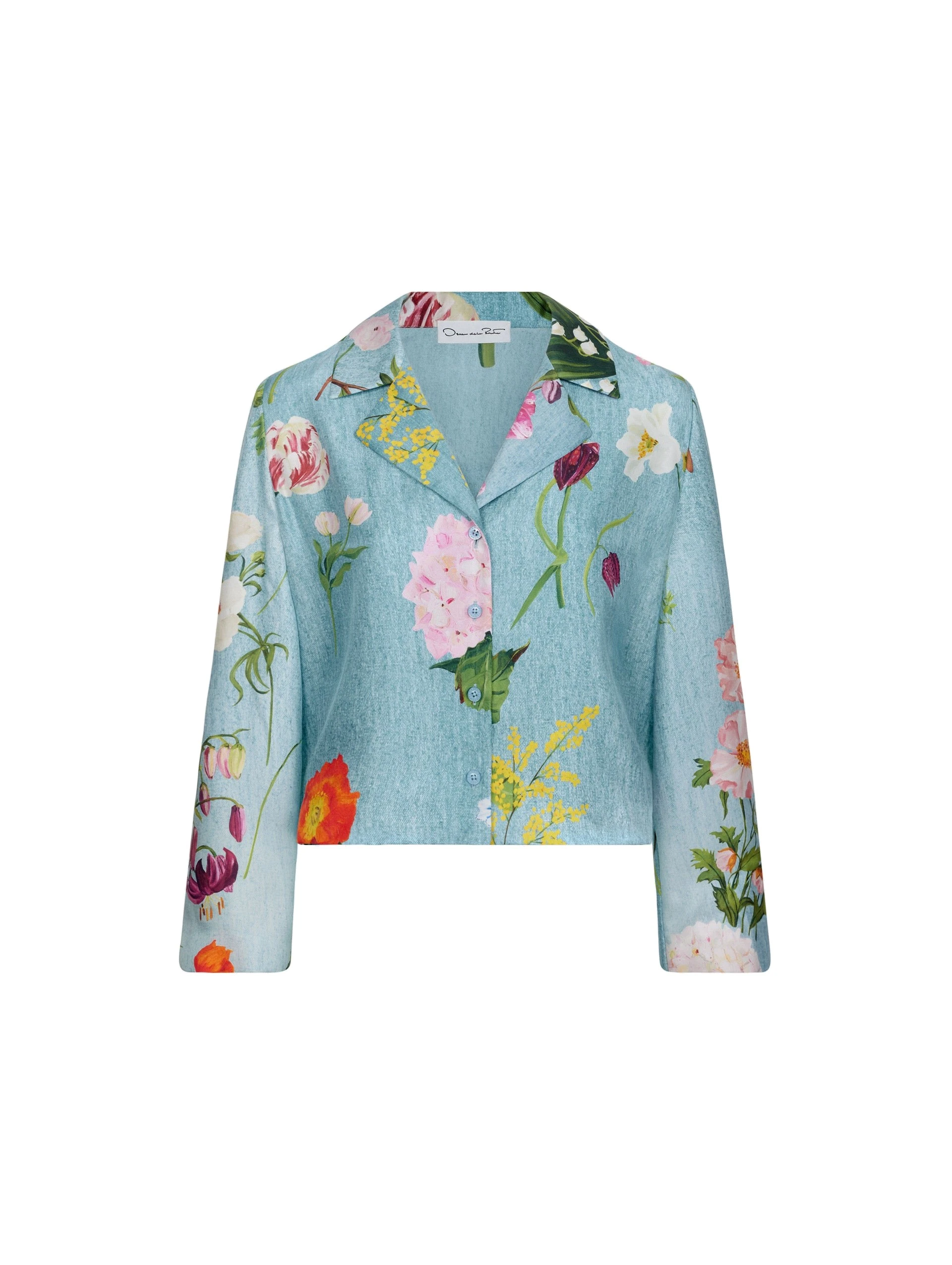 Oscar-de-la-Renta-Mixed-Botanical-Silk-Twill-Blouse Oscar de la Renta Mixed Botanical Silk Twill Blouse | Tops | Luxury Shoes