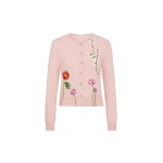 Oscar de la Renta Mixed Botanical Threadwork Cardigan | Knitwear | Luxury Shoes 