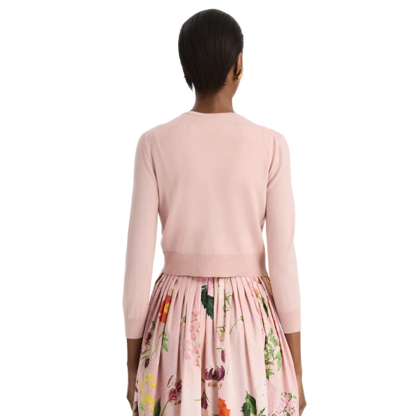 Oscar de la Renta Mixed Botanical Threadwork Cardigan