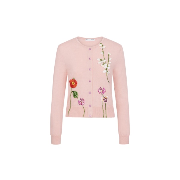 Oscar de la Renta Mixed Botanical Threadwork Cardigan | Knitwear | Luxury Shoes 