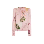 Oscar de la Renta Mixed Botanical Tie-Detailed Blouse | Tops | Luxury Shoes 