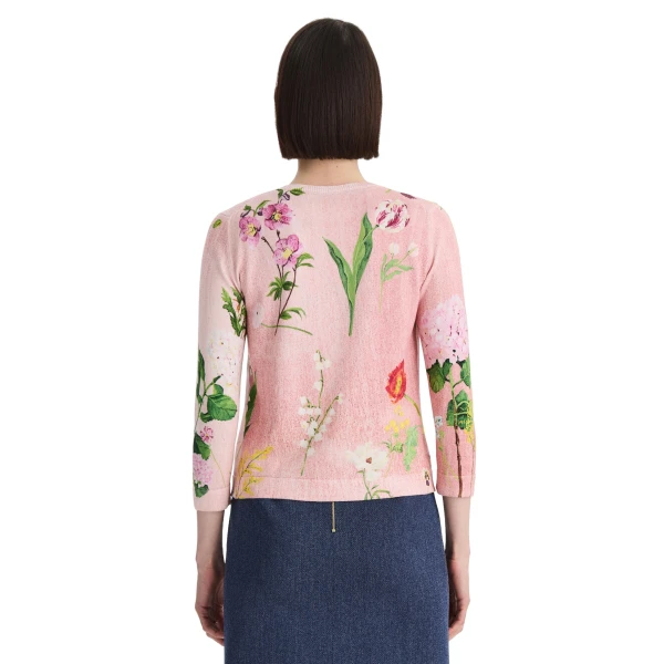 Oscar de la Renta Mixed Botanical Tie-Neck Cardigan